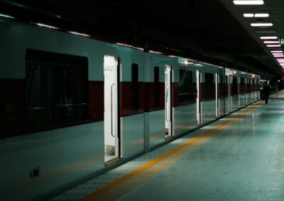 white and black train station